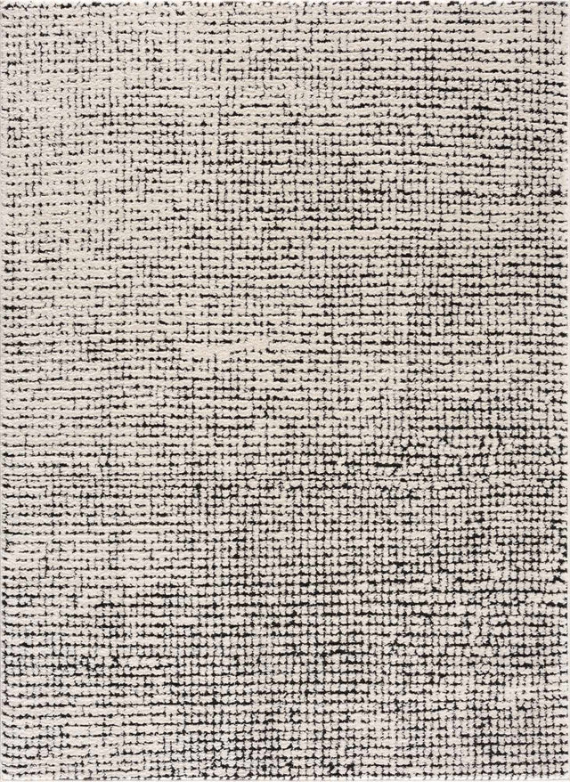 Keita Cream & Black Grid Plush Rug - Ornate Home