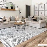 Keita Cream & Black Grid Plush Rug - Ornate Home