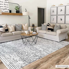 Keita Cream & Black Grid Plush Rug - Ornate Home
