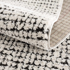 Keita Cream & Black Grid Plush Rug - Ornate Home