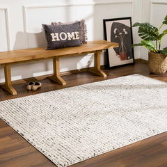 Keita Cream & Black Grid Plush Rug - Ornate Home