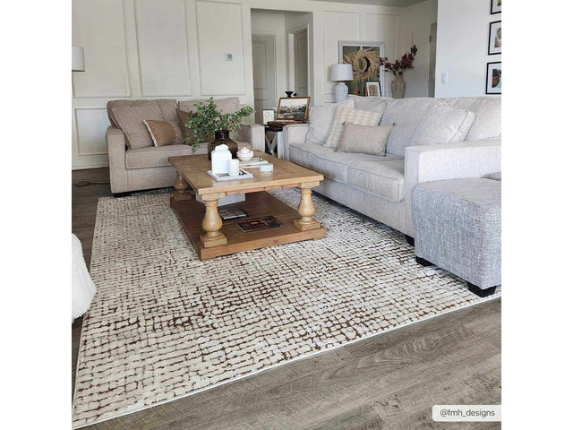 Keita Cream & Brown Area Rug - Ornate Home