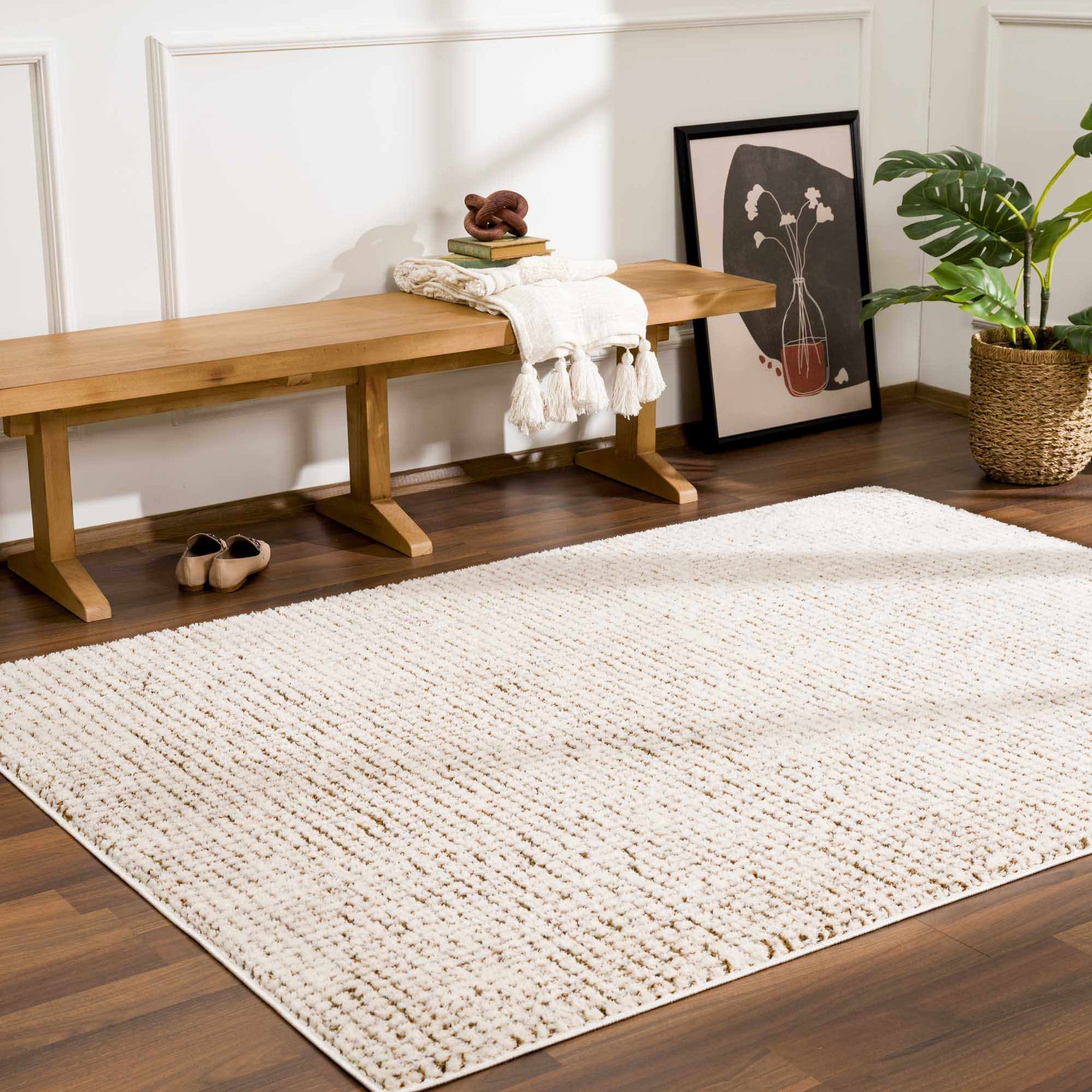 Keita Cream & Brown Area Rug - Ornate Home