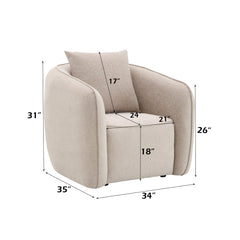 Keith Beige Chenille Chair w/Pillow - Ornate Home