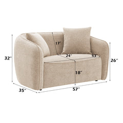 Keith Beige Chenille Loveseat w/2 Pillows - Ornate Home