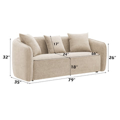 Keith Beige Chenille Sofa w/3 Pillows - Ornate Home