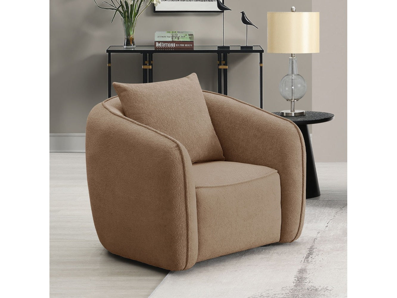 Keith Brown Chenille Chair w/Pillow - Ornate Home