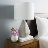 Keles Ribbed Ceramic Gray Table Lamp - Ornate Home