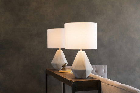 Keles Ribbed Ceramic Gray Table Lamp - Ornate Home