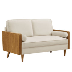 Kellan Walnut/Alabaster Performance Velvet Loveseat - Ornate Home