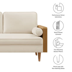 Kellan Walnut/Alabaster Performance Velvet Loveseat - Ornate Home