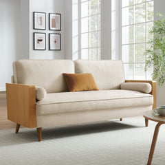 Kellan Walnut/Alabaster Performance Velvet Sofa - Ornate Home