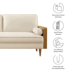 Kellan Walnut/Alabaster Performance Velvet Sofa - Ornate Home