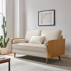 Kellan Walnut/Almond Performance Velvet Loveseat - Ornate Home