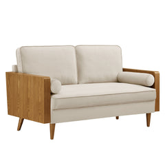 Kellan Walnut/Almond Performance Velvet Loveseat - Ornate Home