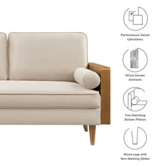 Kellan Walnut/Almond Performance Velvet Loveseat - Ornate Home