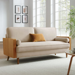 Kellan Walnut/Almond Performance Velvet Sofa - Ornate Home