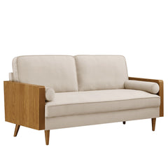 Kellan Walnut/Almond Performance Velvet Sofa - Ornate Home