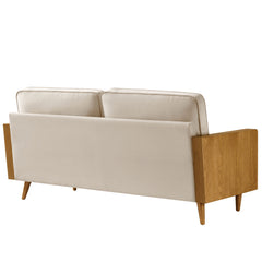 Kellan Walnut/Almond Performance Velvet Sofa - Ornate Home