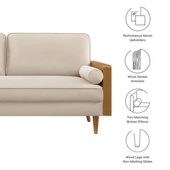 Kellan Walnut/Almond Performance Velvet Sofa - Ornate Home