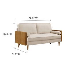 Kellan Walnut/Almond Performance Velvet Sofa - Ornate Home