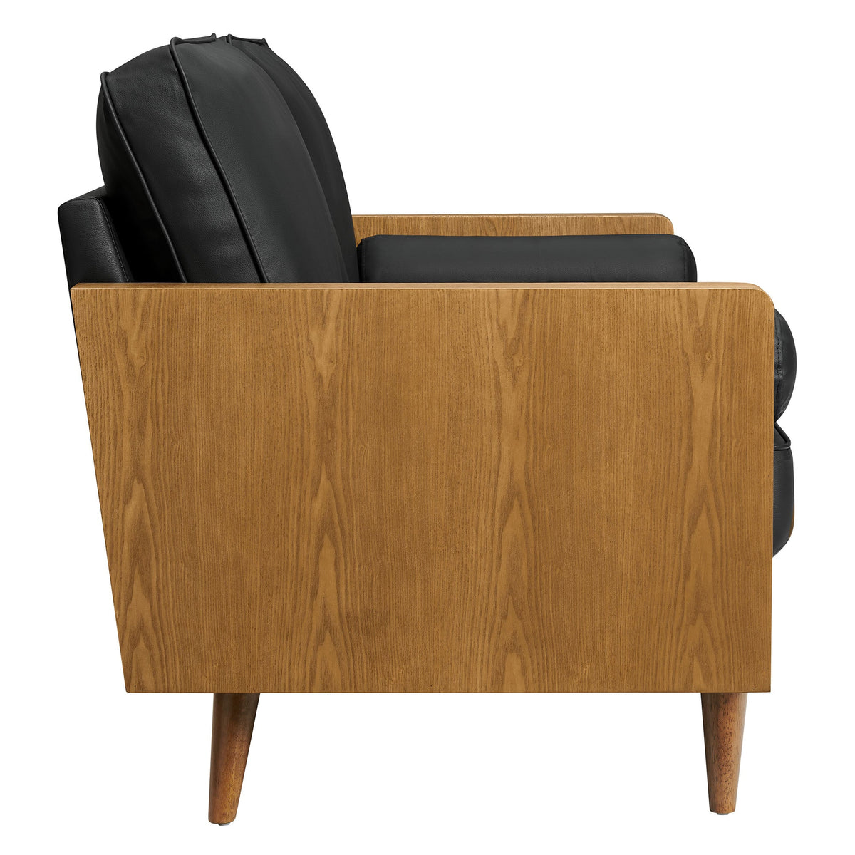 Kellan Walnut/Black Vegan Leather Loveseat - Ornate Home
