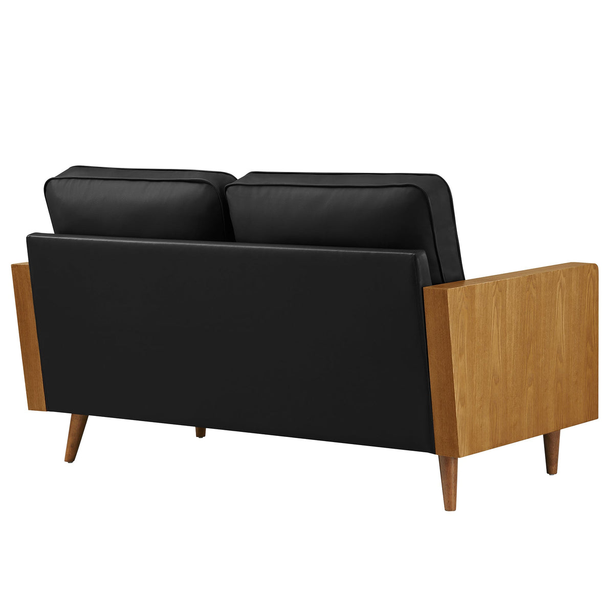 Kellan Walnut/Black Vegan Leather Loveseat - Ornate Home