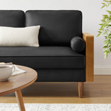 Kellan Walnut/Black Vegan Leather Loveseat - Ornate Home