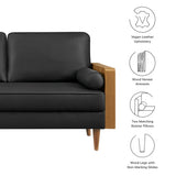 Kellan Walnut/Black Vegan Leather Loveseat - Ornate Home