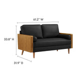 Kellan Walnut/Black Vegan Leather Loveseat - Ornate Home