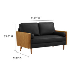 Kellan Walnut/Black Vegan Leather Loveseat - Ornate Home