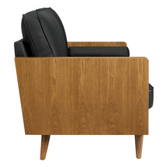 Kellan Walnut/Black Vegan Leather Sofa - Ornate Home