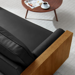 Kellan Walnut/Black Vegan Leather Sofa - Ornate Home