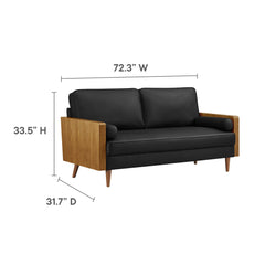 Kellan Walnut/Black Vegan Leather Sofa - Ornate Home
