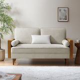 Kellan Walnut/Heathered Ivory Heathered Weave Fabric Loveseat - Ornate Home