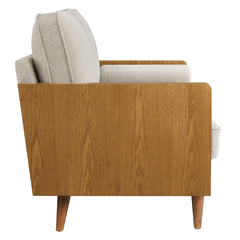 Kellan Walnut/Heathered Ivory Heathered Weave Fabric Loveseat - Ornate Home