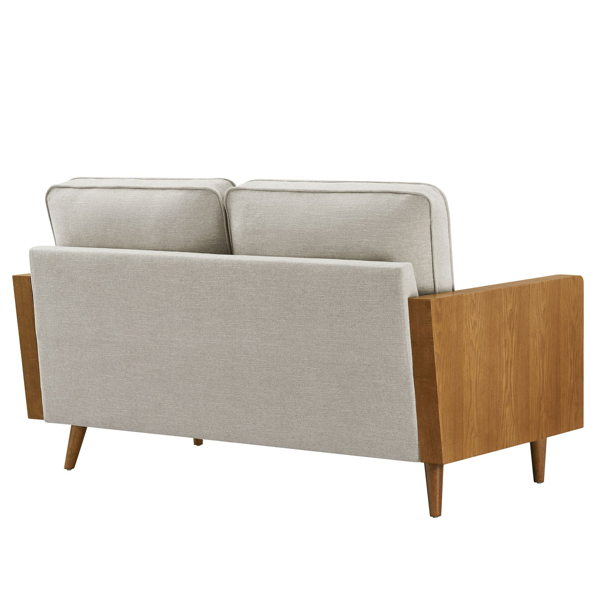Kellan Walnut/Heathered Ivory Heathered Weave Fabric Loveseat - Ornate Home