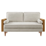 Kellan Walnut/Heathered Ivory Heathered Weave Fabric Loveseat - Ornate Home