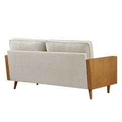 Kellan Walnut/Heathered Weave Ivory Heathered Fabric Upholstered Sofa - Ornate Home