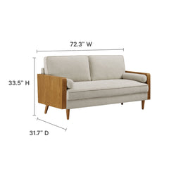 Kellan Walnut/Heathered Weave Ivory Heathered Fabric Upholstered Sofa - Ornate Home