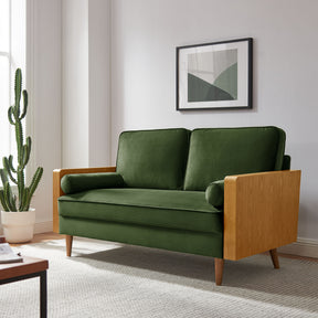Kellan Walnut/Moss Green Performance Velvet Loveseat - Ornate Home