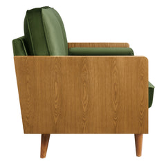 Kellan Walnut/Moss Green Performance Velvet Loveseat - Ornate Home