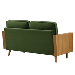 Kellan Walnut/Moss Green Performance Velvet Loveseat - Ornate Home