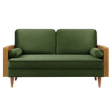 Kellan Walnut/Moss Green Performance Velvet Loveseat - Ornate Home