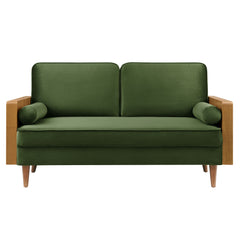 Kellan Walnut/Moss Green Performance Velvet Loveseat - Ornate Home