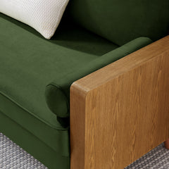 Kellan Walnut/Moss Green Performance Velvet Loveseat - Ornate Home