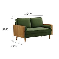 Kellan Walnut/Moss Green Performance Velvet Loveseat - Ornate Home