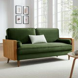 Kellan Walnut/Moss Green Performance Velvet Sofa - Ornate Home