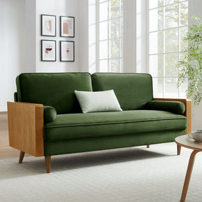Kellan Walnut/Moss Green Performance Velvet Sofa - Ornate Home