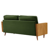 Kellan Walnut/Moss Green Performance Velvet Sofa - Ornate Home